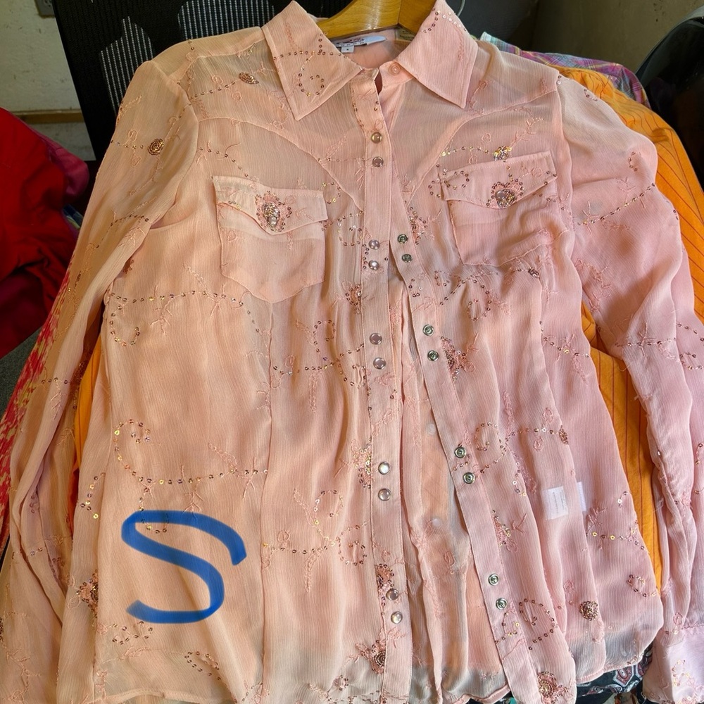 Embellished Sheer Pink Blouse